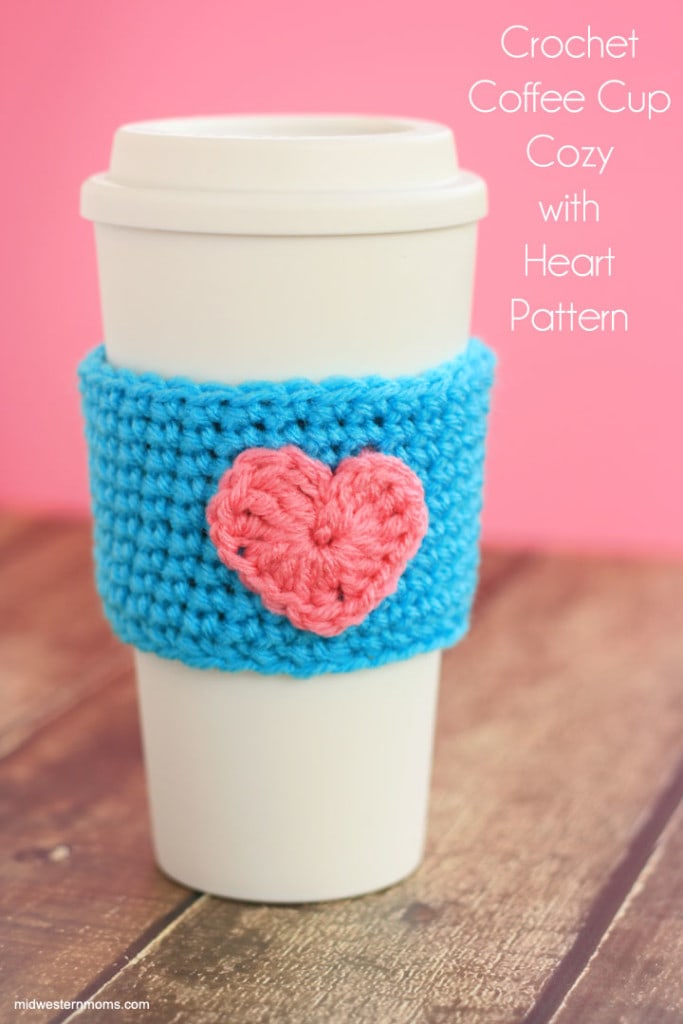 Crochet Coffee Cup Cozy with Heart Pattern