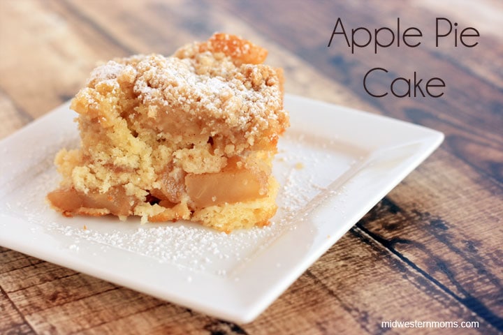 This apple pie cake recipe turned out to be pretty tasty. It is the best of both worlds, pie and cake together! I think my favorite part is the topping. I love the crunchy with the softness of the cake. I also liked to top the apple pie cake with a little bit of powered sugar.