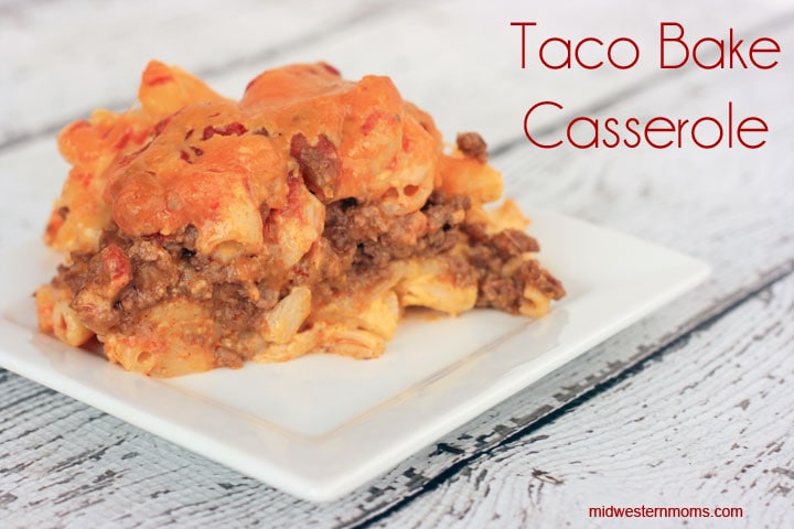 Taco Bake Casserole Recipe. Tasty combination of Taco and Macaroni and Cheese. My family couldn't get enough of this recipe!