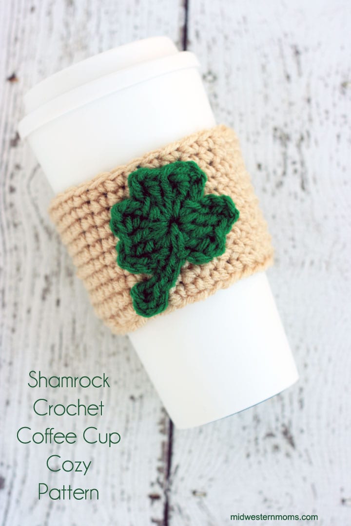 Shamrock Crochet Coffee Cup Cozy Pattern
