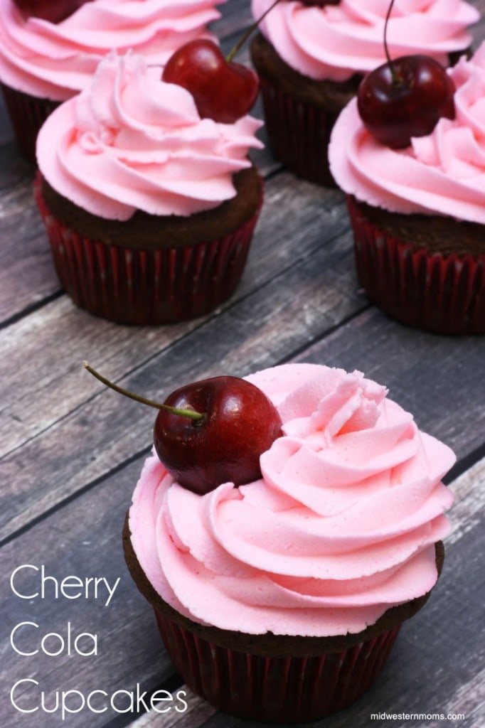 Cherry Cola Cupcakes Recipe. The soda gives the cupcakes a slight cherry flavor while enhancing the chocolate. Top with cherry buttercream frosting and a fresh cherry!