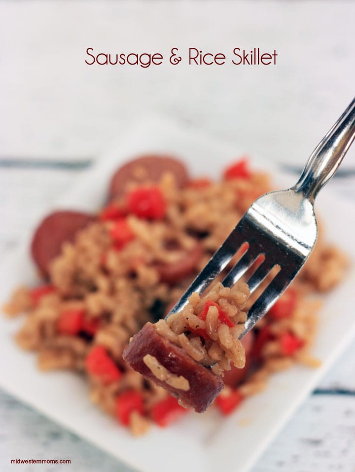 Easy and Quick Sausage and Rice Skillet Recipe. Perfect meal for those busy days.