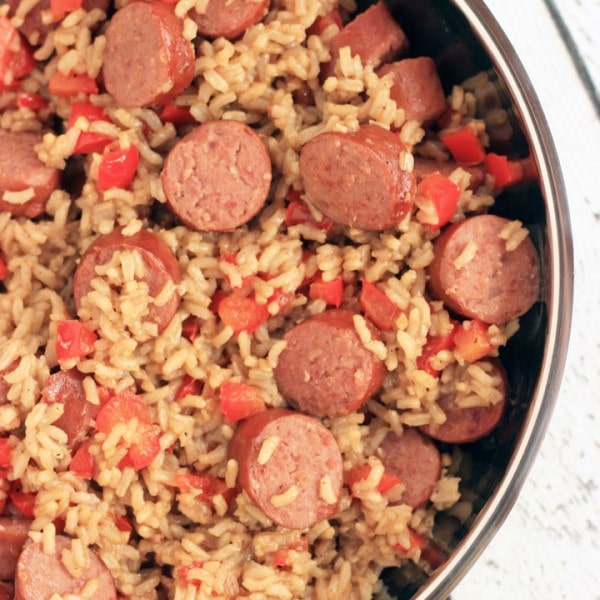 An easy Sausage and Rice Skillet Recipe perfect for those weekday nights.