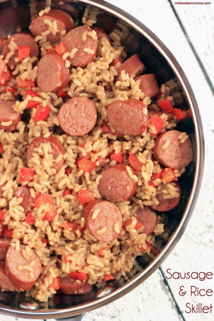 An easy Sausage and Rice Skillet Recipe perfect for those weekday nights.
