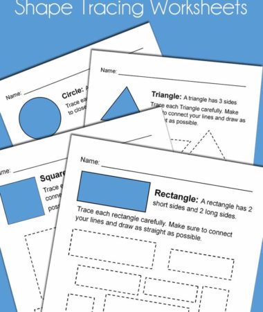 Free Shape Tracing Worksheets for Kindergarten. Great way to prepare your child for school!
