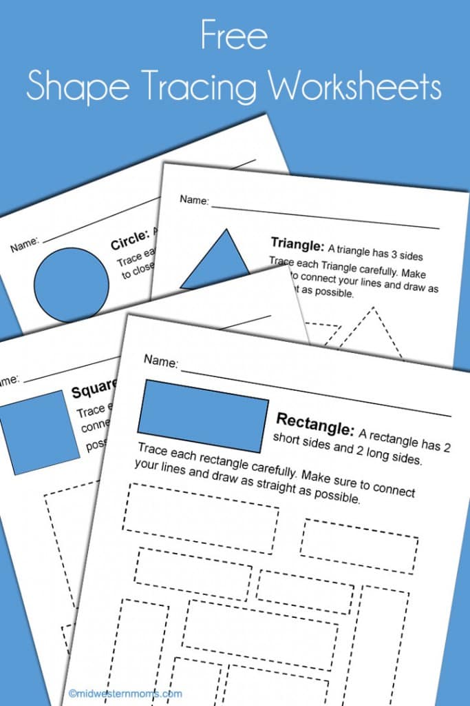 Free Shape Tracing Worksheets for Kindergarten. Great way to prepare your child for school! 