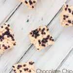 Delicious gooey rice krispie treats topped with mini chocolate chips area perfect dessert for the family.