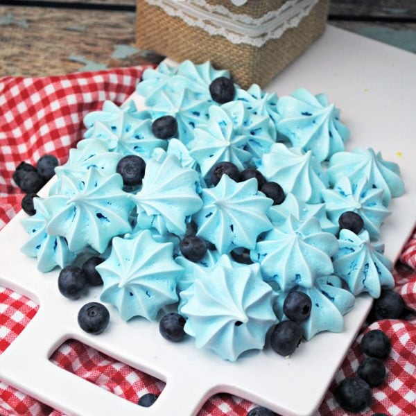 These Blueberry Meringue Cookies are light and fluffy. They are packed with delicious blueberry flavor. You won't be able to get enough of these meringue cookies!