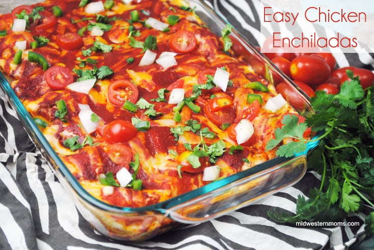 A deliciously easy chicken enchiladas recipe using rotisserie chicken.