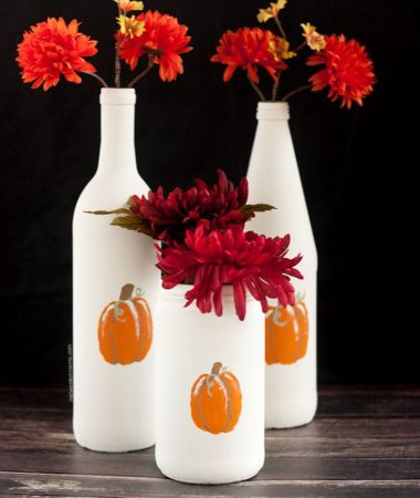Simple DIY painted pumpkins bottles
