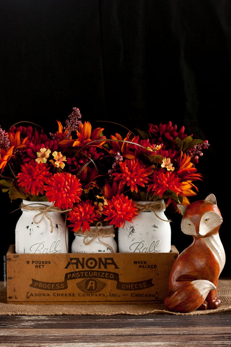 DIY Mason Jar Centerpiece for Fall! Easy to change customize for each season and holiday!