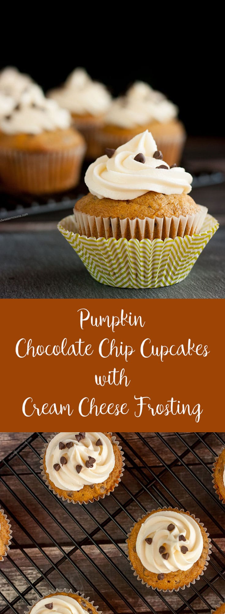 Pumpkin Chocolate Chip Cupcakes With Cream Cheese Frosting