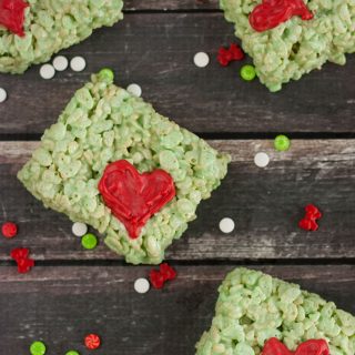 Grinch Rice Krispie Treat Recipe. Perfect treats for a How The Grinch Stole Christmas movie night!