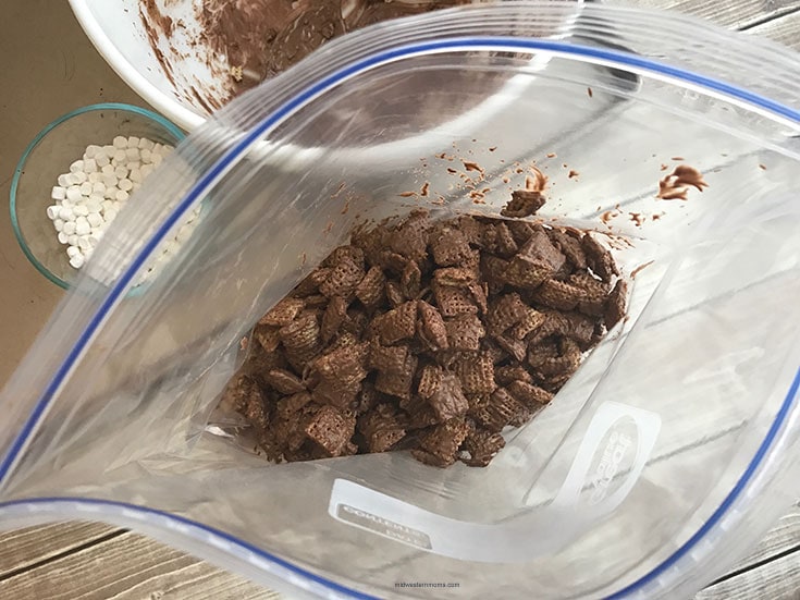 Add in Chocolate covered Chex Cereal
