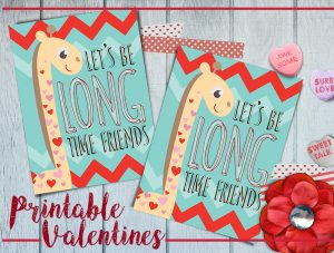 Free Printable Giraffe Valentine's Day Cards