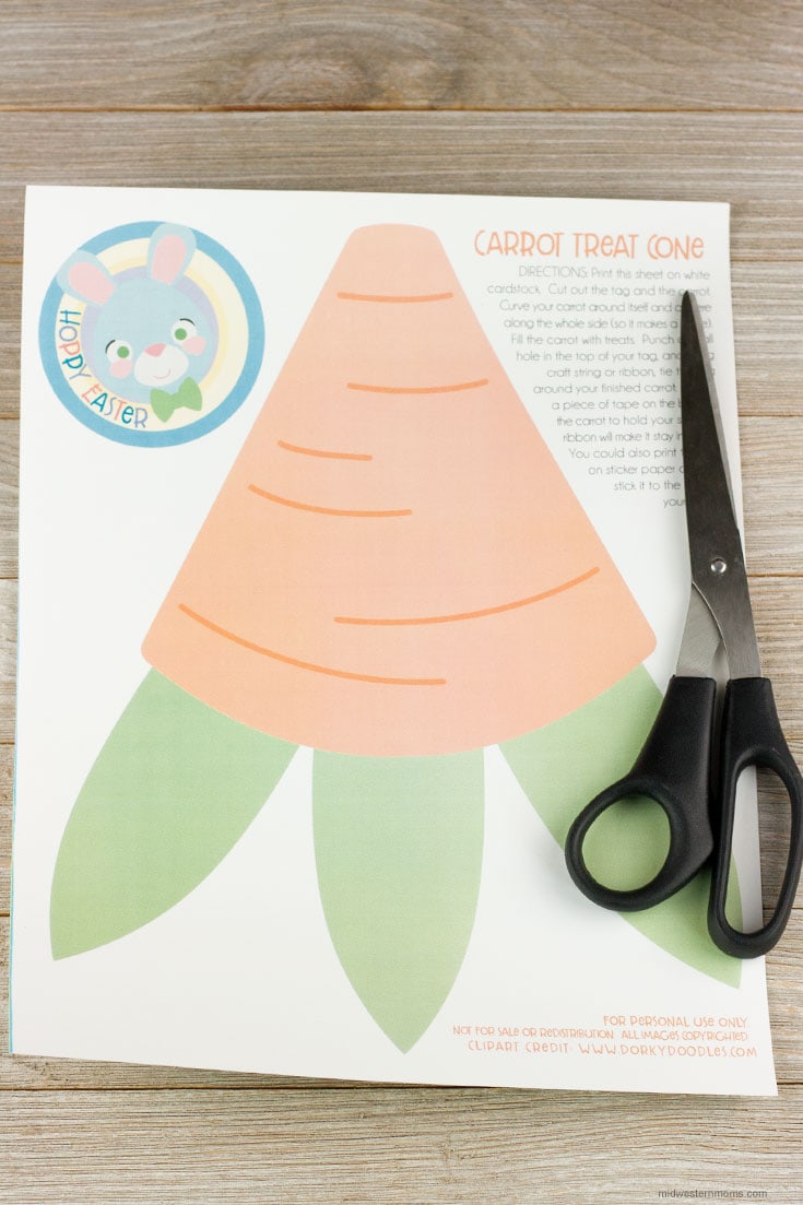 Easter Carrot Cone Treat Bag Printable