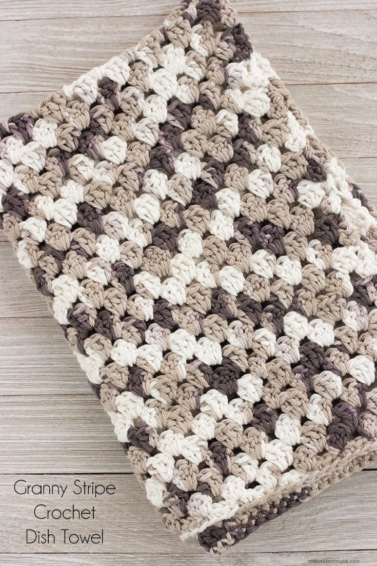 Granny Stripe Crochet Dish Towel Pattern