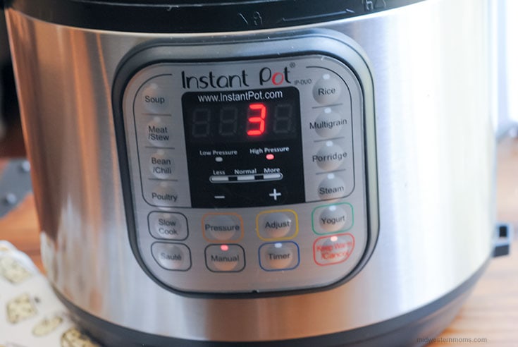Front of Instant Pot showing time.