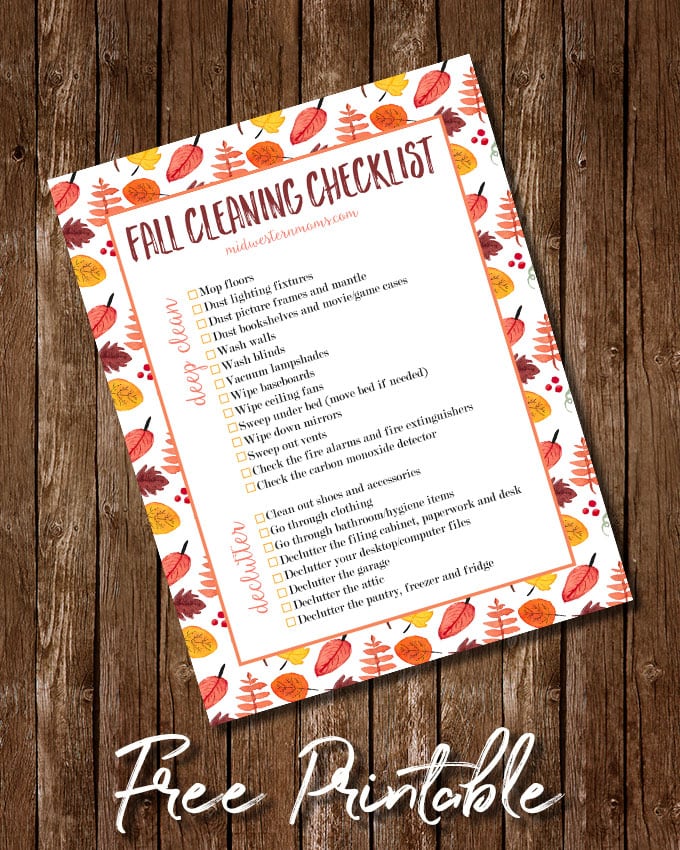 Fall Deep Cleaning Printable Checklist