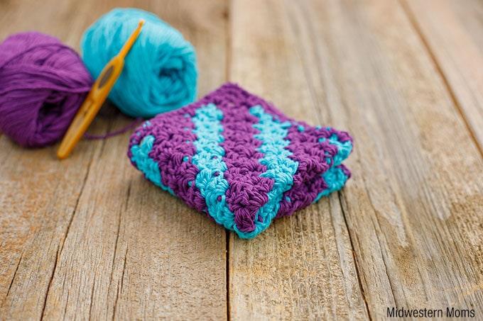 mini c2c crochet dishcloth
