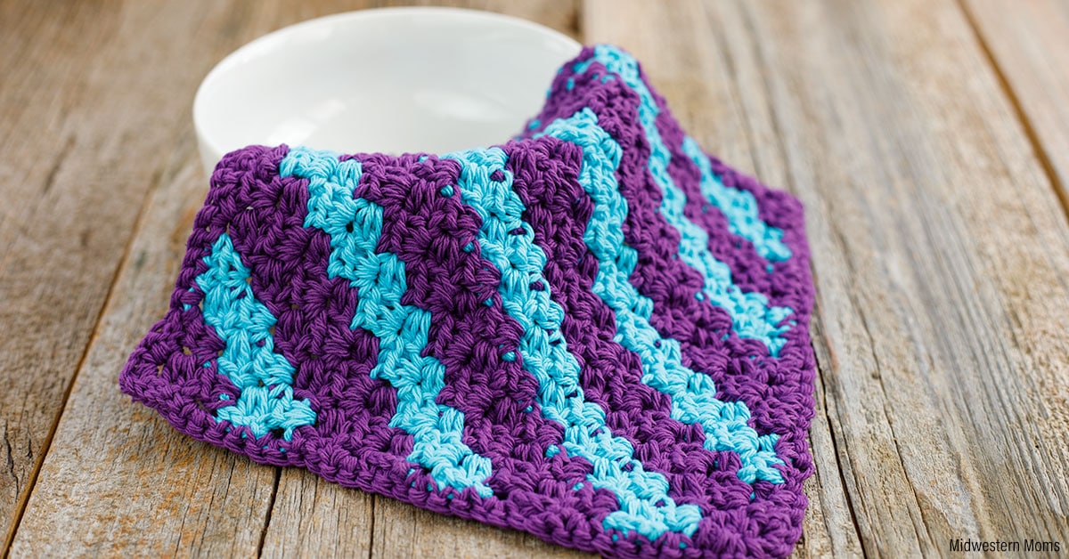 Mini C2C Stripe Crochet Dishcloth