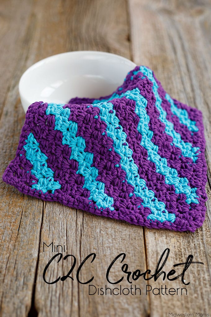 Stripe Mini C2C Crochet Dishcloth Pattern