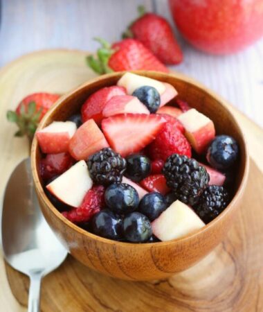 Summer Fruit Salad in a wooden bowl