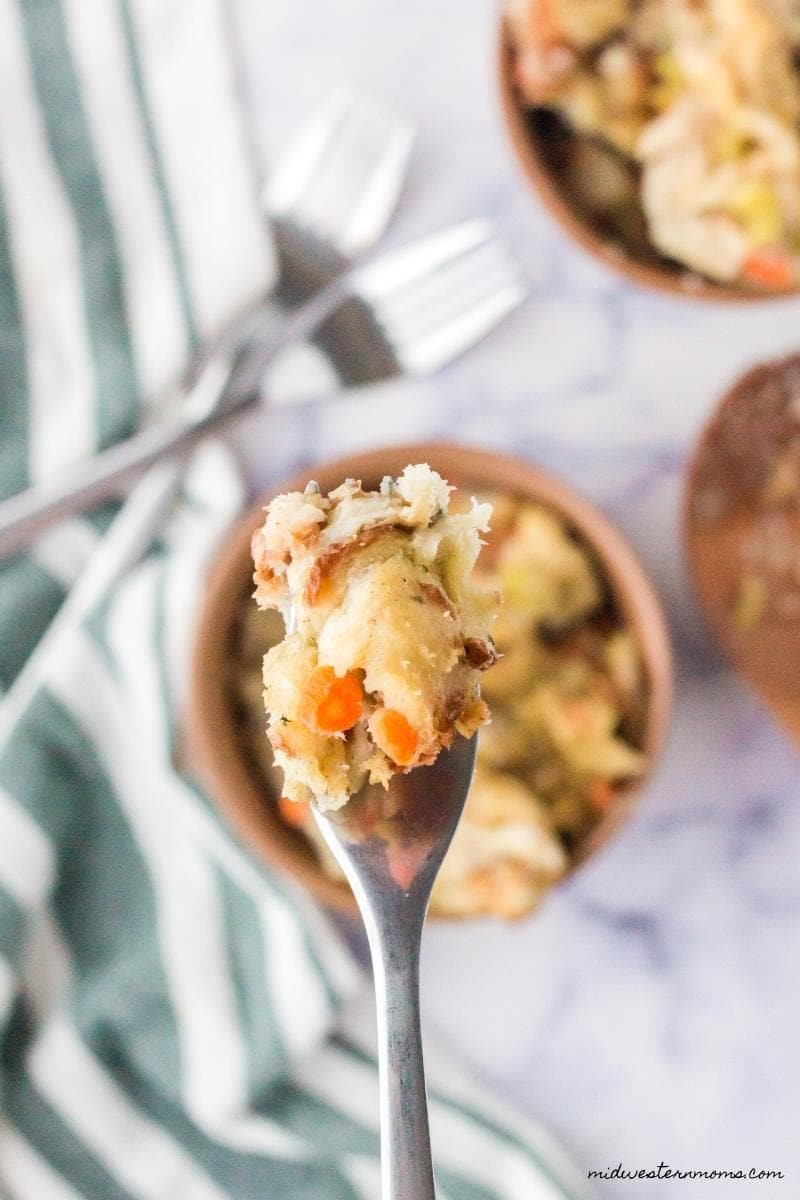 a spoonful of instant pot stuffing
