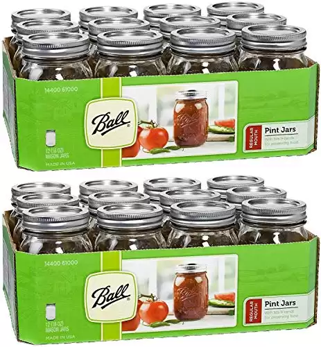 Ball Regular Mouth Pint 16-oz Mason Jar with Lids and Bands (Pack of 24)