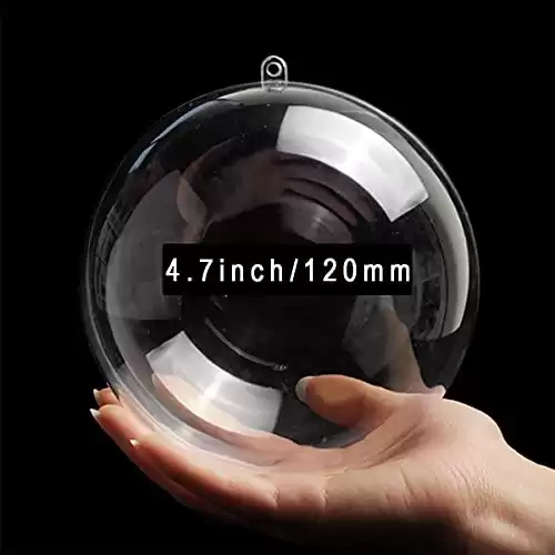 120MM Large Christmas Clear Baubles Transparent Ball 5PCS DIY Plastic Ball for Christmas (5, Clear)